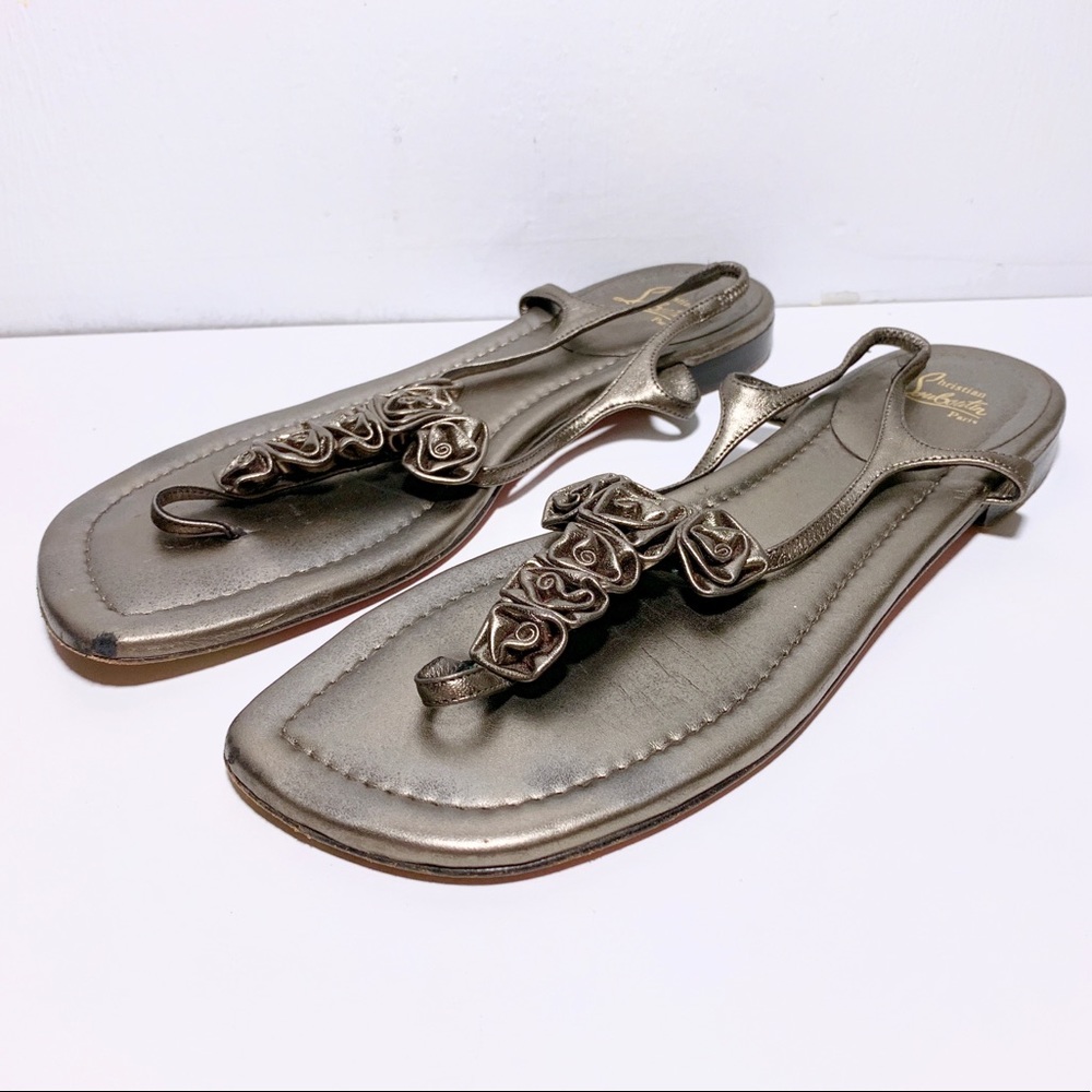 Christian Louboutin Leather Sandals Gray Size 39.5